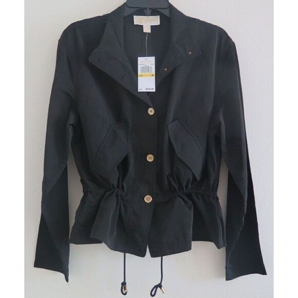 Michael Kors QU1203Q3XV Women's Sz M Black Canvas Anorak Designer Jacket $150+ - Picture 1 of 4